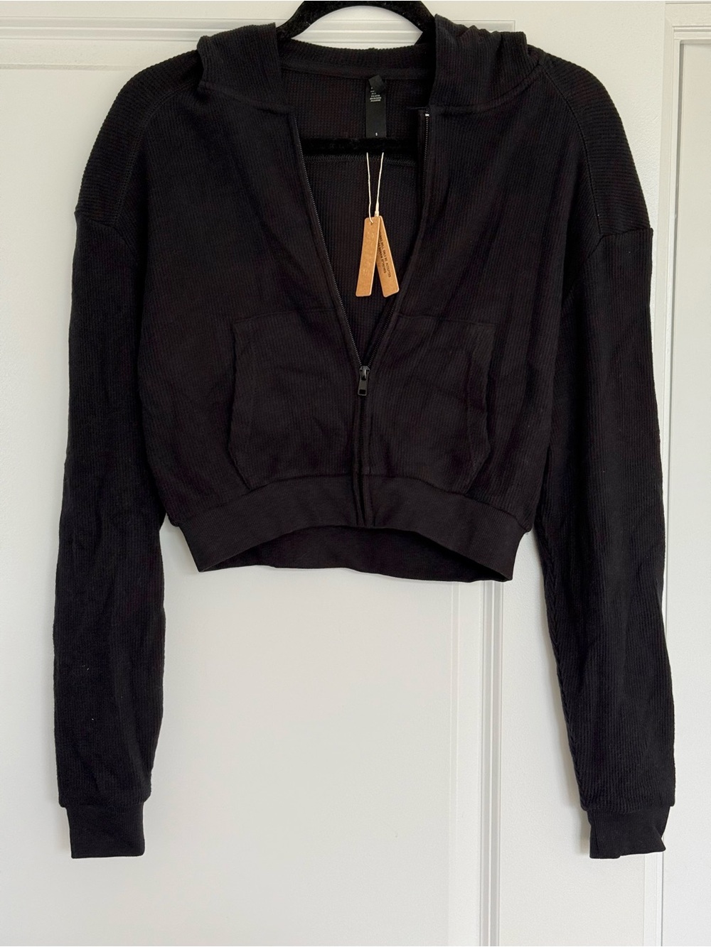 Skims Waffle Cropped Hoodie